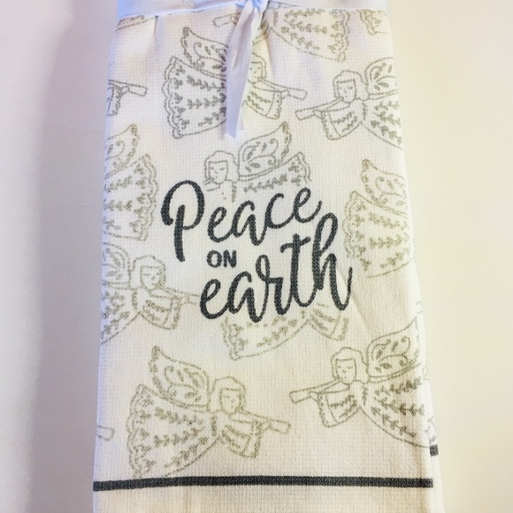 2 Xmas Peace on Earth Silver Angels Kitchen Towels - Picture 6 of 7